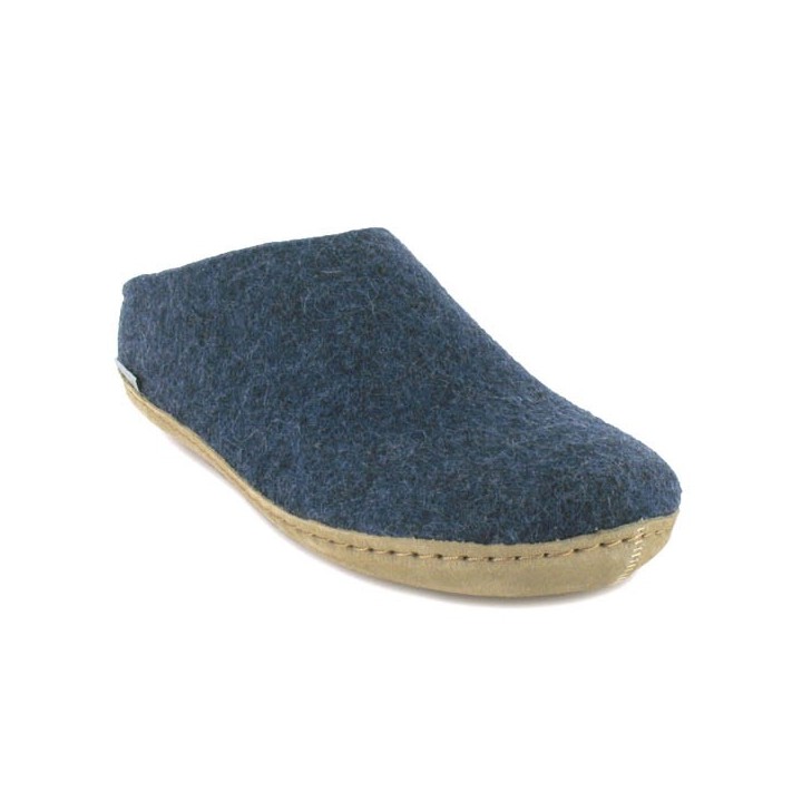 Chausson mule en laine vierge homme femme  GLERUPS Slip On Leather