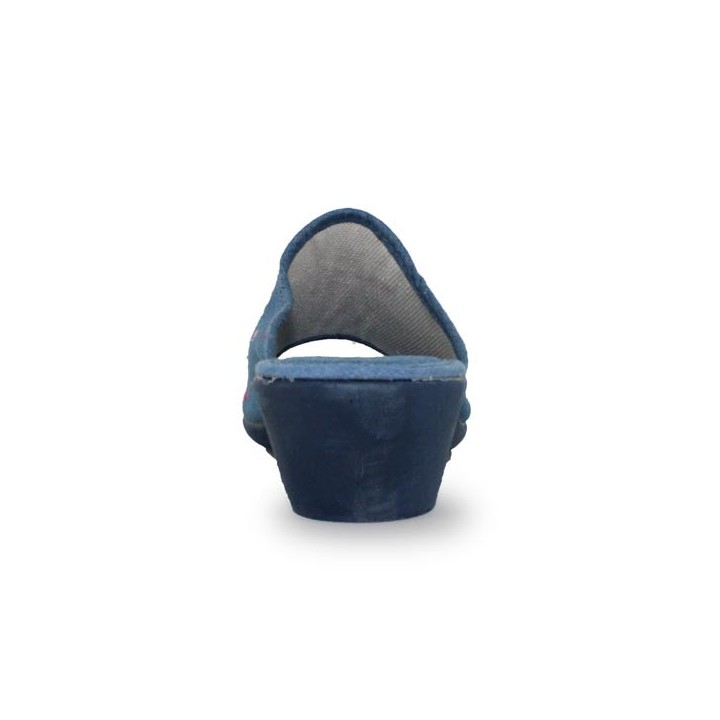 Chaussons mule femme bleu à talon semelflex Sabrine