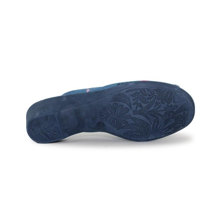 Chaussons mule femme bleu à talon semelflex Sabrine