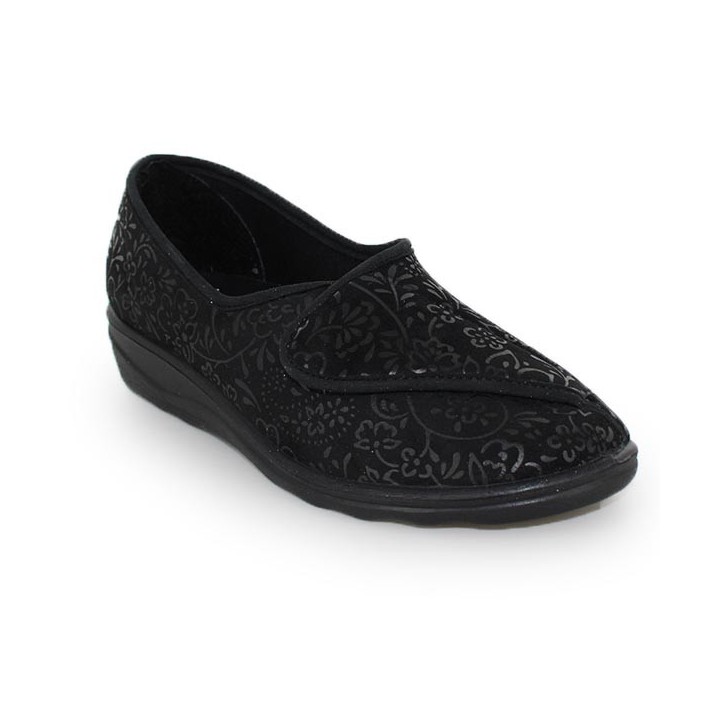 chaussons à velcro noir femme pieds sensibles westland Nice 104