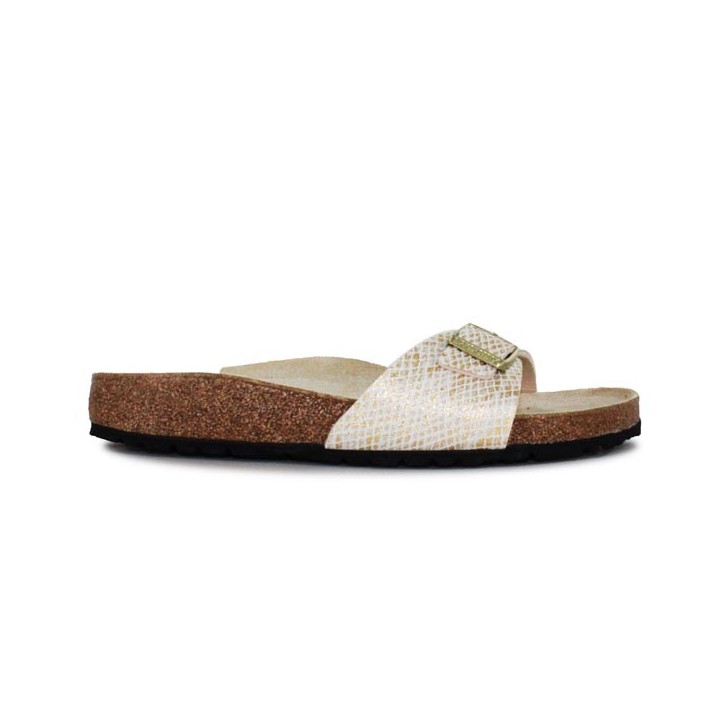 mule femme simple boucle beige dore Birkenstock Madrid