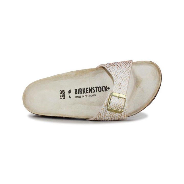 mule femme simple boucle beige dore Birkenstock Madrid