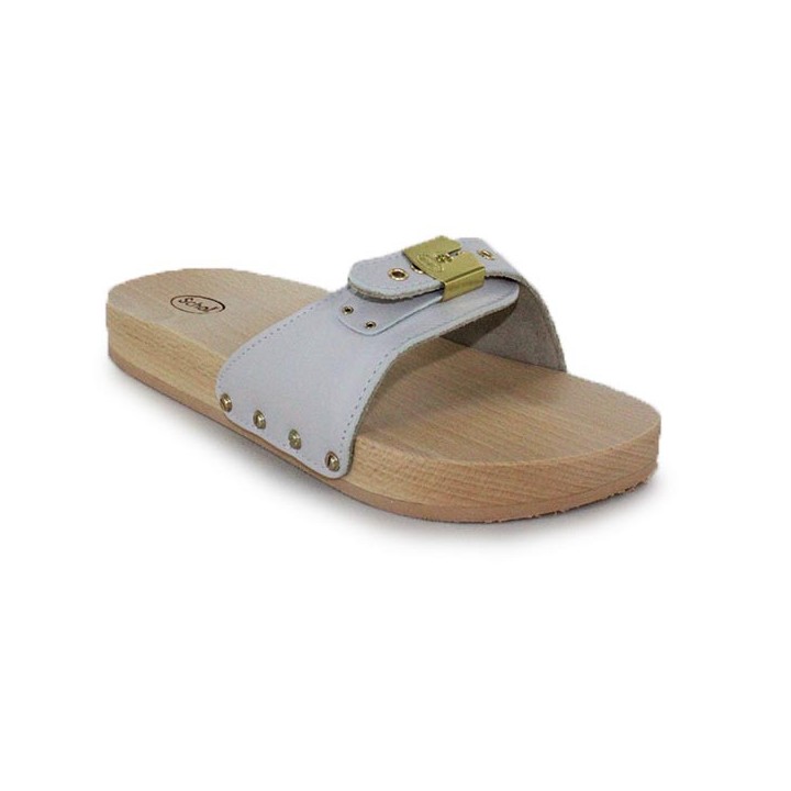 mule plate femme en cuir blanc Scholl Pescura Flat