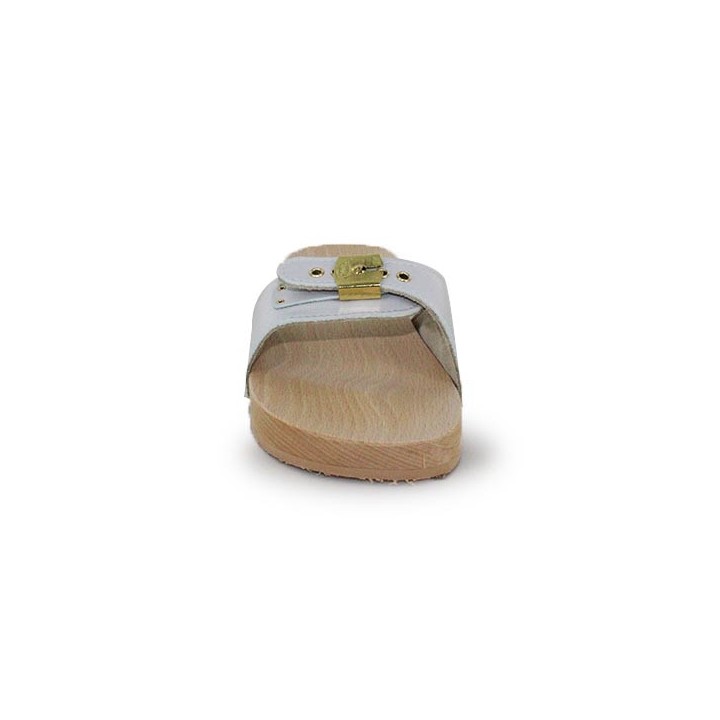 mule plate femme en cuir blanc Scholl Pescura Flat