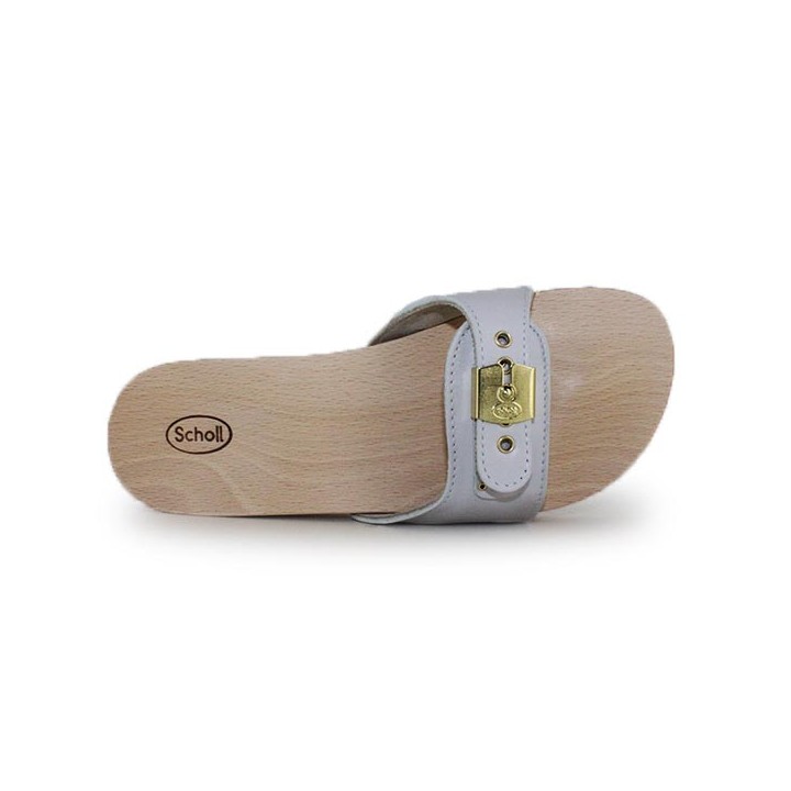 mule plate femme en cuir blanc Scholl Pescura Flat
