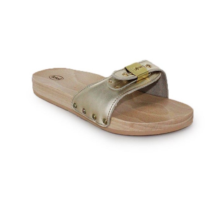 mule femme semelle bois Scholl Pescura Flat Gold