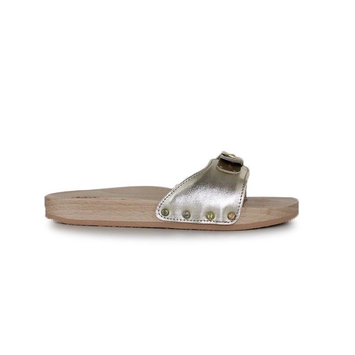 mule femme semelle bois Scholl Pescura Flat Gold