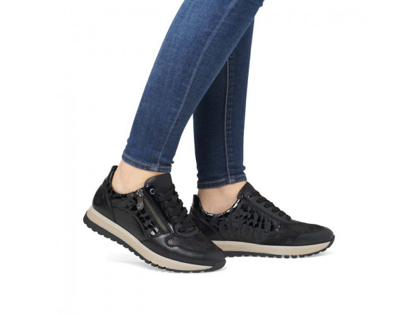 basket femme confortable noir Rieker Lugano 49003