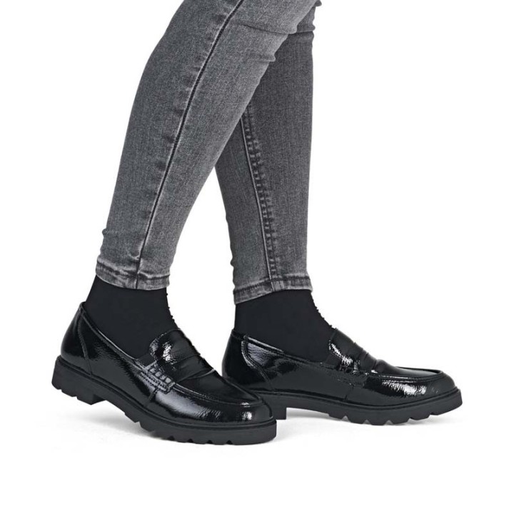 mocassin femme noir confortable Remonte D2Q00