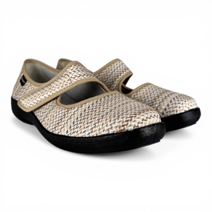 ballerines à bride velcro confortables femme Fargeot Teresa