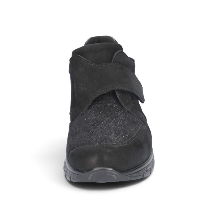chaussures velcro noires pieds larges et sensibles femme Waldläufer 626K32