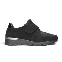 chaussures velcro noires pieds larges et sensibles femme Waldläufer 626K32