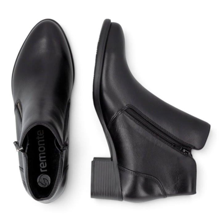 Bottines femme noires à talon confortables Remonte R5190